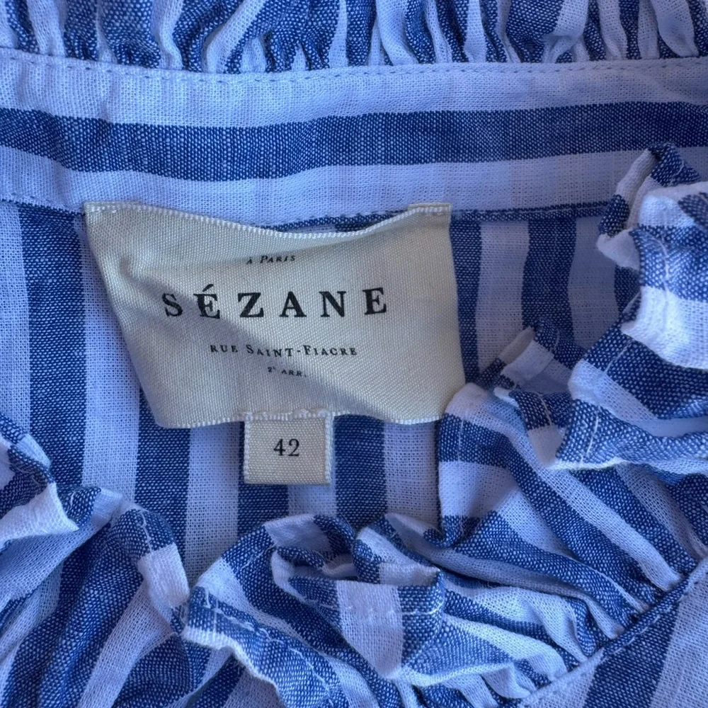 Sezane Erine Blue Stripes Women's Top Size 42 - Picture 7 of 12
